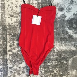 Red Strapless Bodysuit
